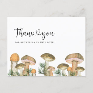 Forest mushrooms baby shower thank you card