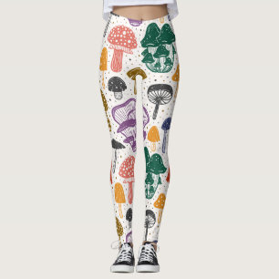 Forest Mushrooms Ink Vintage Texture Leggings