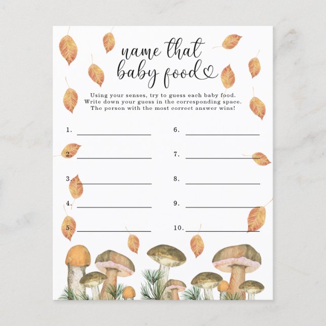 Forest mushrooms - Name that baby food game (Front)