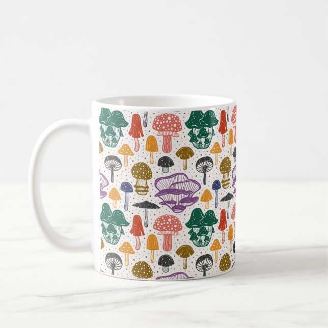 Forest mushrooms. Seamless pattern, texture, backg Coffee Mug (Left)