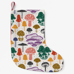 Forest mushrooms. Seamless pattern, texture, backg Small Christmas Stocking