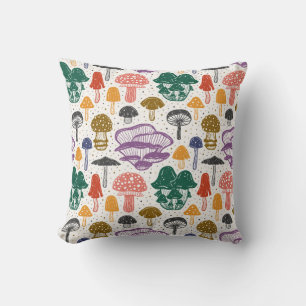 Forest mushrooms. Seamless pattern, texture, backg Throw Pillow