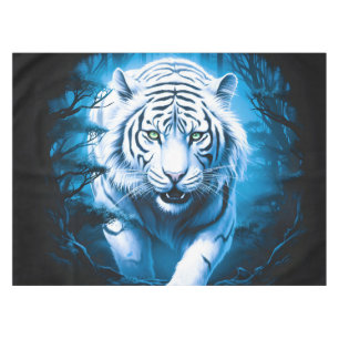 Forest Mystic Wild White Tiger  Tablecloth