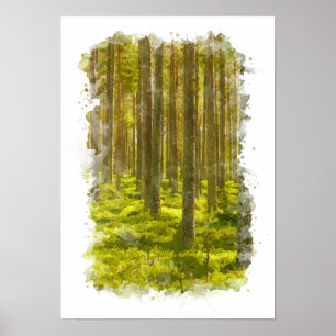 Forest Nature Landscape - Watercolor Poster