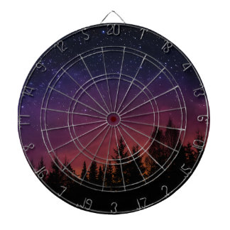 Forest Night Sky Nature with Starry Woodland Scene Dartboard