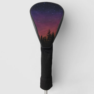 Forest Night Sky Nature with Starry Woodland Scene Golf Head Cover
