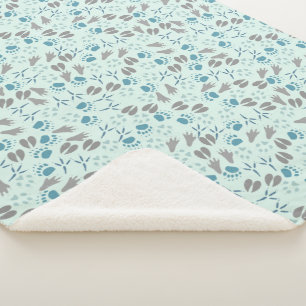 Forest Nursery Animal Footprints Pattern Sherpa Blanket