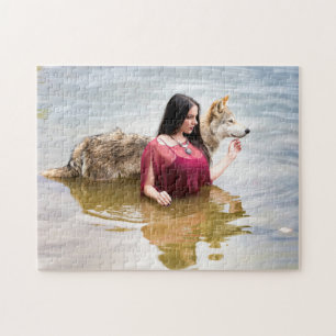 Forest Nymph with Her Wolf Jigsaw Puzzle