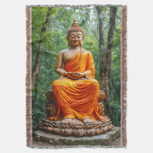 Forest of Calm: The Buddha's Sanctuary Throw Blanket