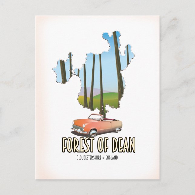 Forest Of Dean Gloucestershire England map Postcard (Front)