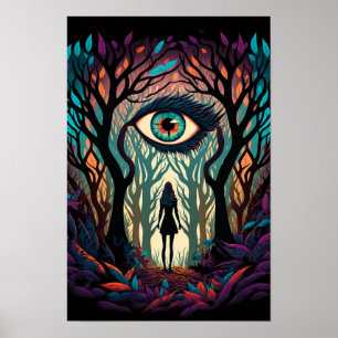 Forest of Eyes Surreal Poster   Trippy 3