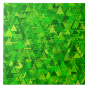 "Forest" of Green Triangle Shapes Pattern Tile