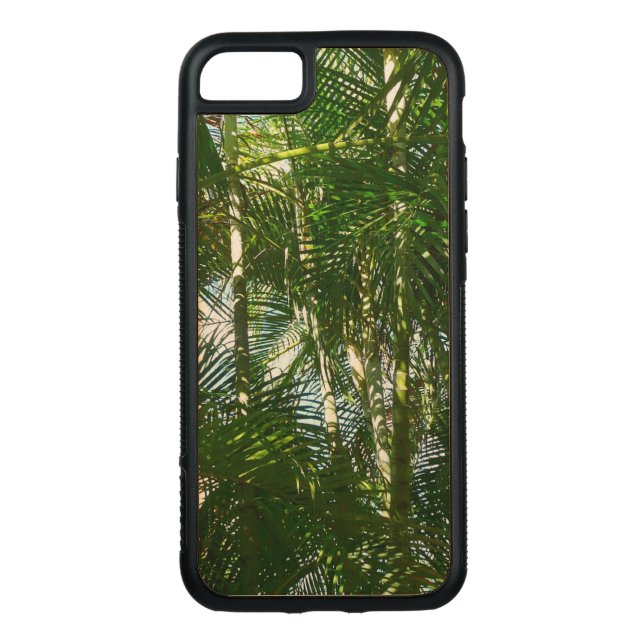 Forest of Palm Trees Tropical Green Carved Wood iPhone Case (Back)