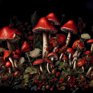 Forest of Red Mushroom Decoupage Paper