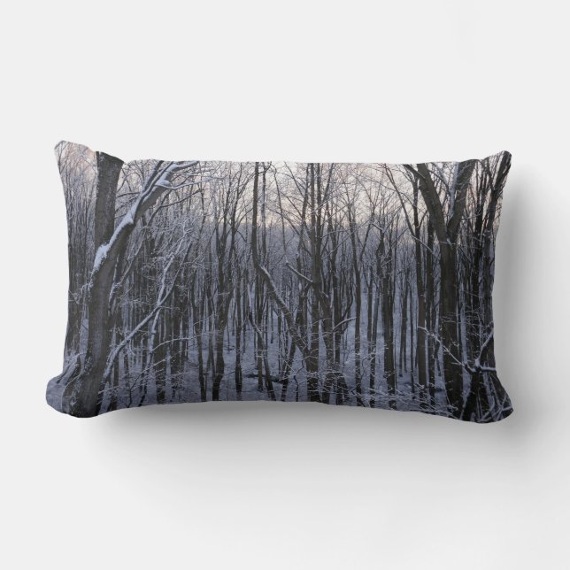 Forest of Snowy Trees Lumbar Pillow (Front)