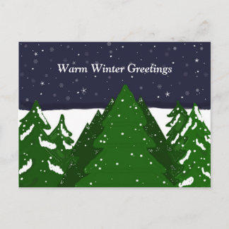 Forest of Snowy Trees on a Winter Night Postcard