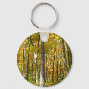 Forest of Yellow Leaves Autumn Landscape Keychain