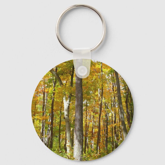Forest of Yellow Leaves Autumn Landscape Keychain (Front)