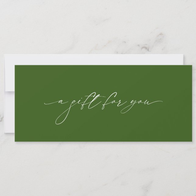Forest Olive Green Elegant Modern Gift Certificate (Front)