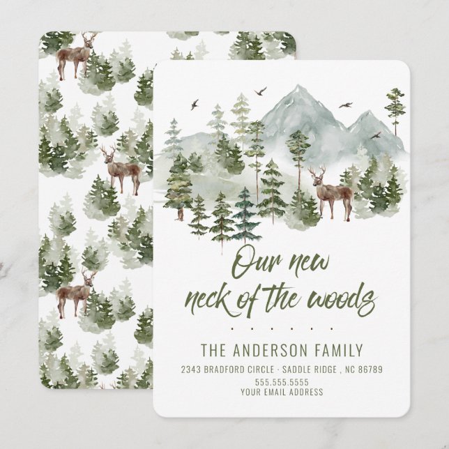 Forest Our New Neck of the Woods Moving Invitation (Front/Back)