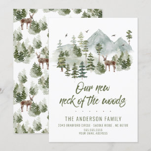 Forest Our New Neck of the Woods Trees Moving Invitation