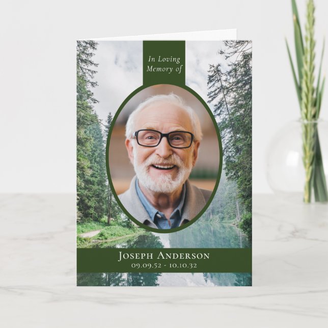 Forest Outdoors Photo Funeral Memorial Service Program (Front)