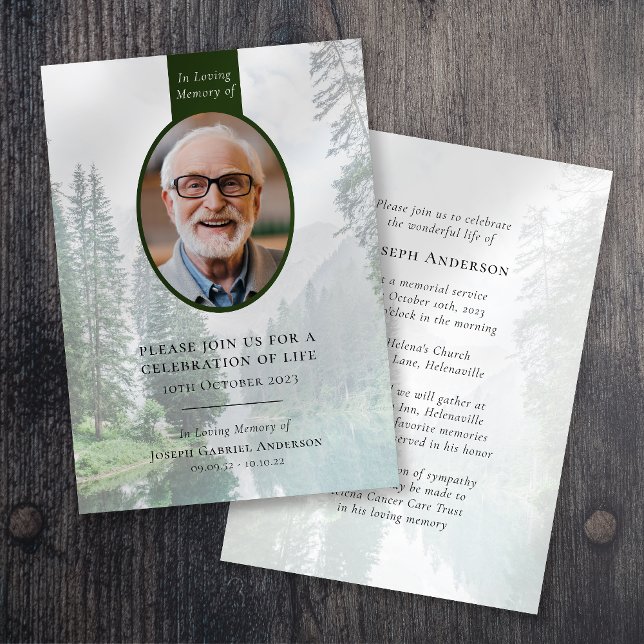 Forest Oval | Funeral Memorial Celebration of Life Invitation (Creator Uploaded)