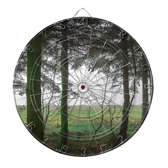 Forest overlooking clearing in the fog dartboard (Front)