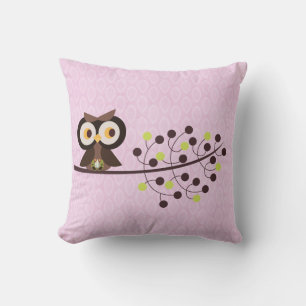 Forest Owl Woodland Hoot Night Couch Throw Pillow