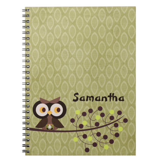Forest Owl Woodland Hoot Night Spiral Notebook (Front)