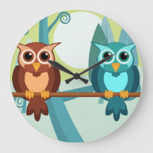Forest Owls round clock