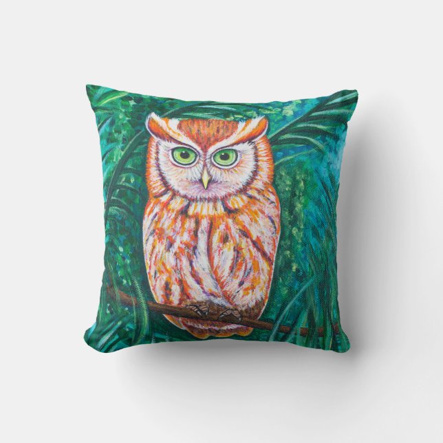 Forest Owls Throw Pillow (Front)