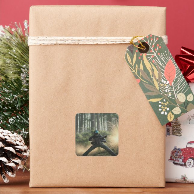 Forest Paintball Battle Square Sticker (Holiday)