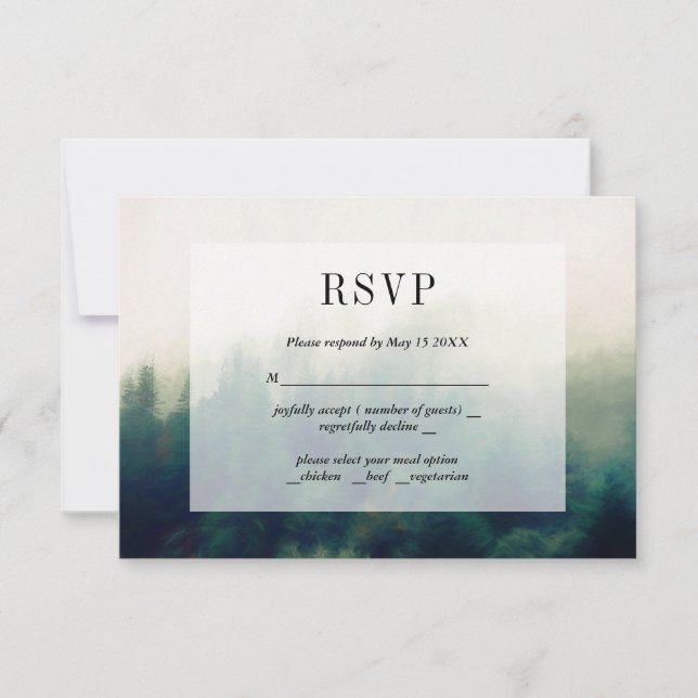 Forest Painterly Landscape RSVP Card (Front)
