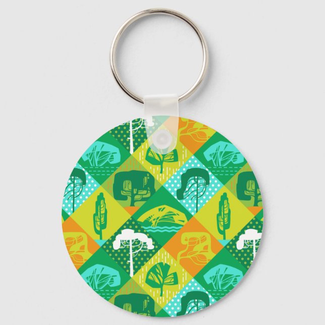 Forest patchwork keychain (Front)