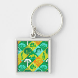 Forest patchwork keychain