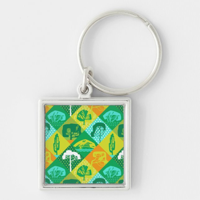 Forest patchwork keychain (Front)