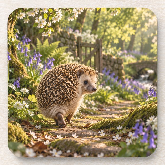 Forest Path Hedgehog Design Coaster (Front)