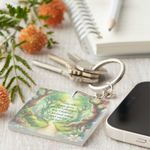 Forest Path & Quote Keychain