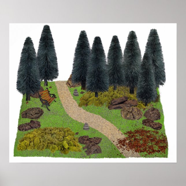 Forest Path through the Park Poster (Front)