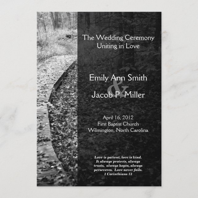 Forest Path Wedding Program (Front)
