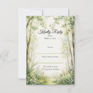 Forest Path Wedding RSVP Card