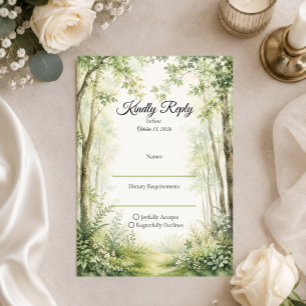 Forest Path Wedding RSVP Card