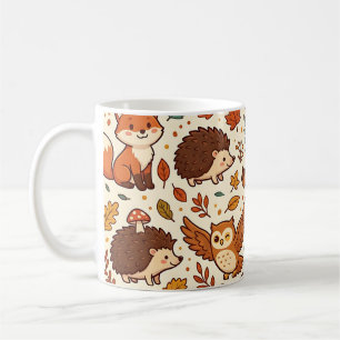 Forest Pattern Mug - Fox, Owl & Hedgehog