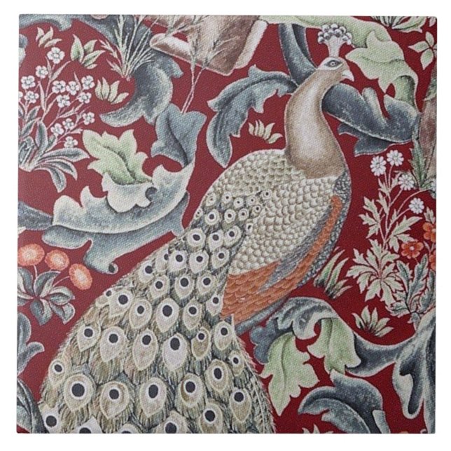 Forest Peacock, William Morris Tile (Front)