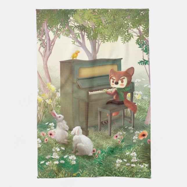 Forest Piano Concert Kitchen Towel (Vertical)