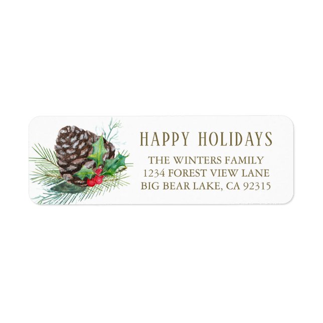 Forest Pine Cone Holly Retour Adresse : (Devant)