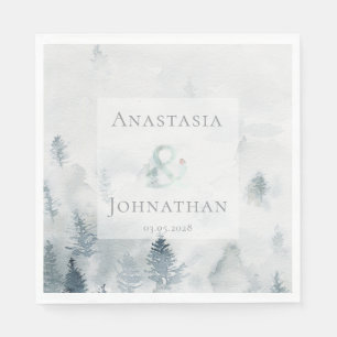 Forest Pine Tree Rustic Watercolor Napkin