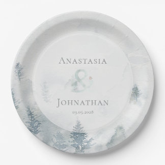 Forest Pine Tree Rustic Watercolor  Paper Plate