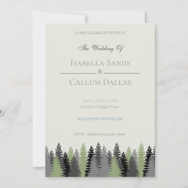Forest Pine Tree Wedding Invitation (Front)